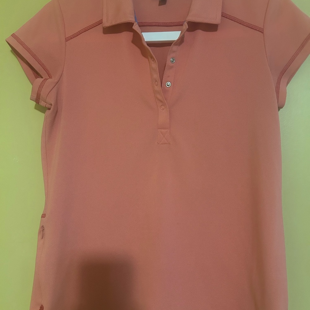 Talbots Coral Button Down Polo Shirt